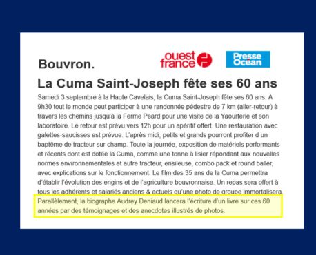 Un nouveau livre annoncé dans la presse !