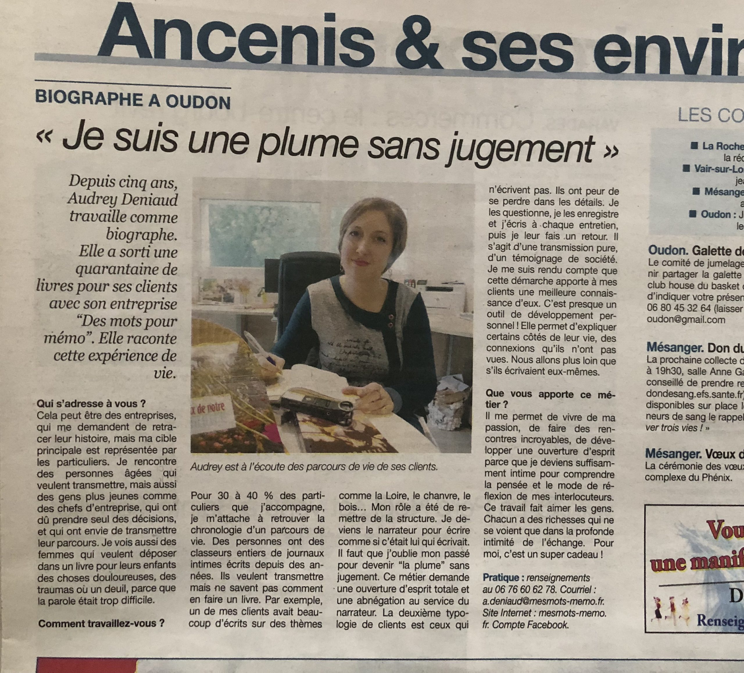 Mes mots pour mémo dans le journal